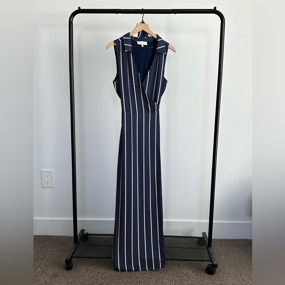 L’Academia The Wrap Dress in Navy Dot Stripe - Picture 3 of 4